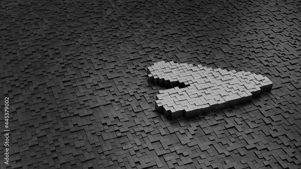 Poster 33d rendering cubes in shape of symbol of classic razor light colored on dark