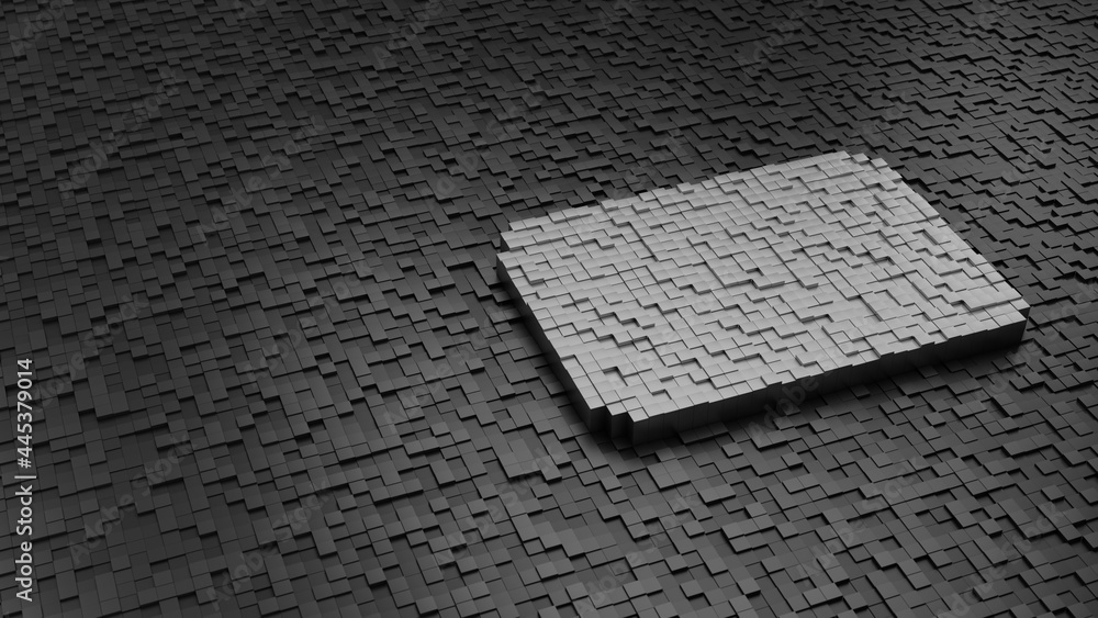 Poster 33d rendering cubes in shape of symbol of clutch light colored on dark