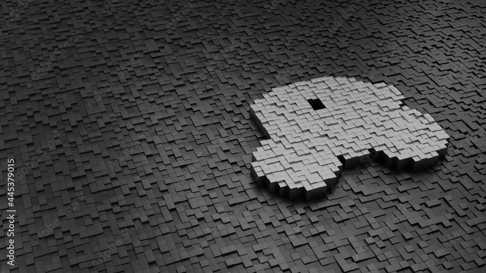 Poster 33d rendering cubes in shape of symbol of coach light colored on dark