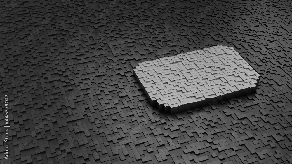 Poster 33d rendering cubes in shape of symbol of clutch light colored on dark