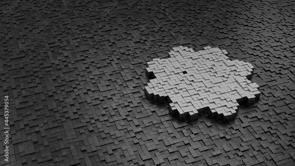 Aufkleber 33d rendering cubes in shape of symbol of corona light colored on dark