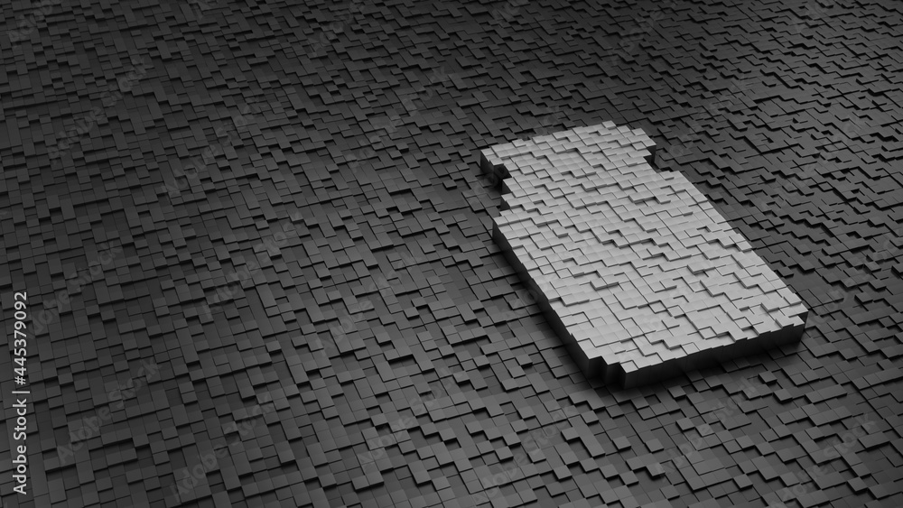 Poster 33d rendering cubes in shape of symbol of cream light colored on dark