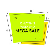 Trendy vector bright colorful modern abstract vector banner. Flat geometric shape with black outline in memphis design style. The template is ready for use in web or print design.
