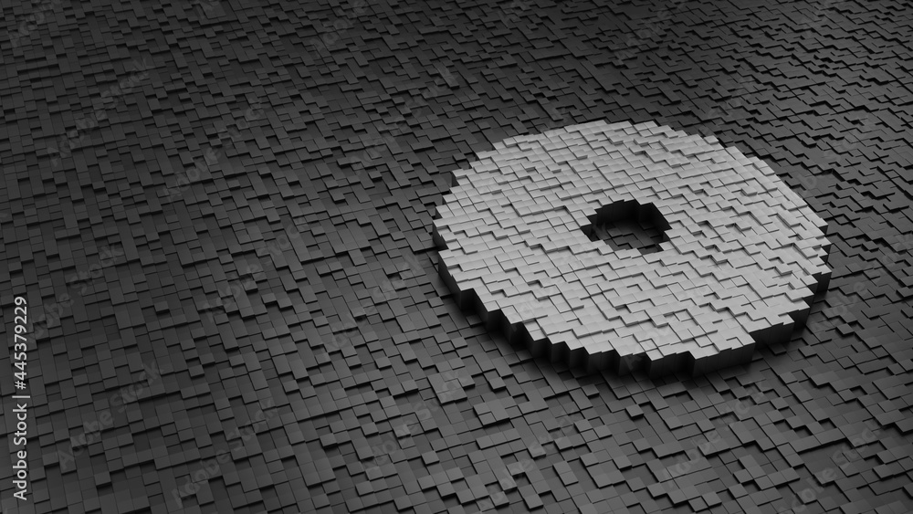 Aufkleber 33d rendering cubes in shape of symbol of donut light colored on dark
