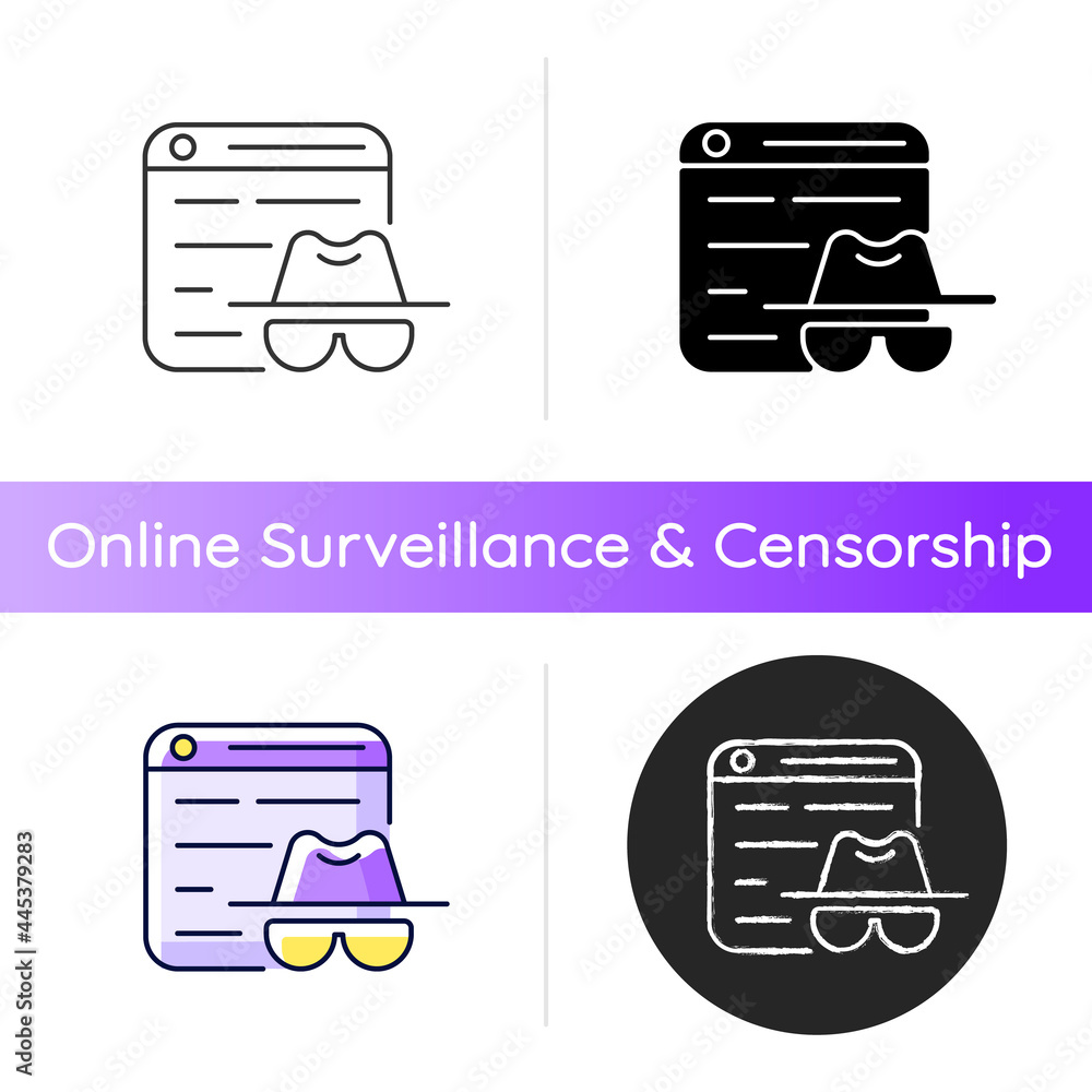 Poster private browsing icon. keeping browsing activity secure. being anonymous on internet. incognito inte