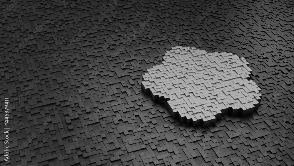 Poster 33d rendering cubes in shape of symbol of flower light colored on dark
