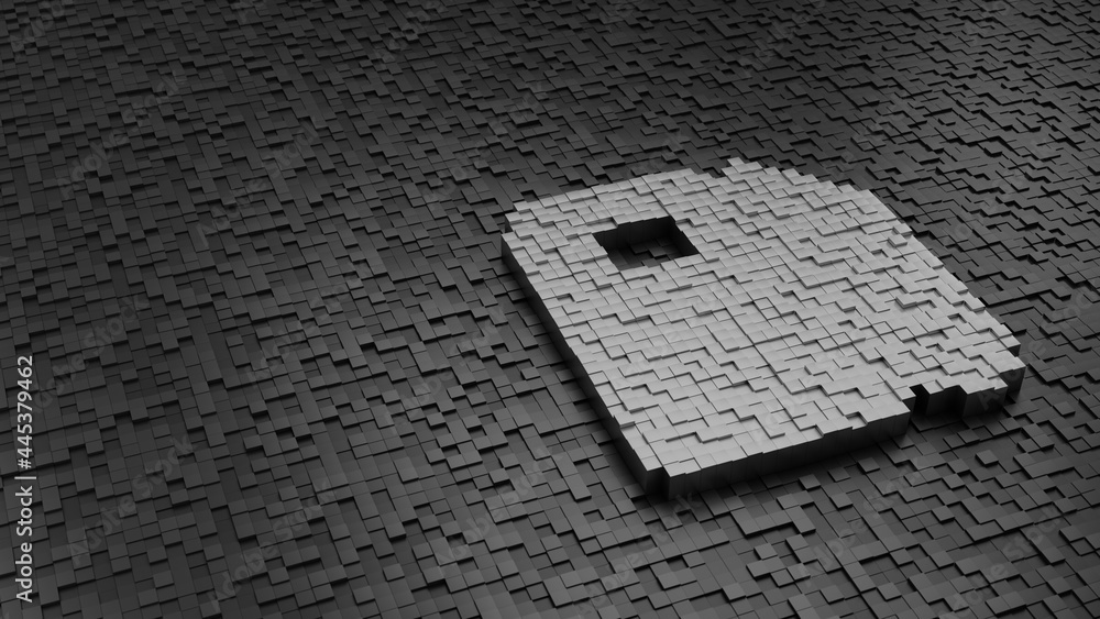 Poster 33d rendering cubes in shape of symbol of gas station light colored on dark