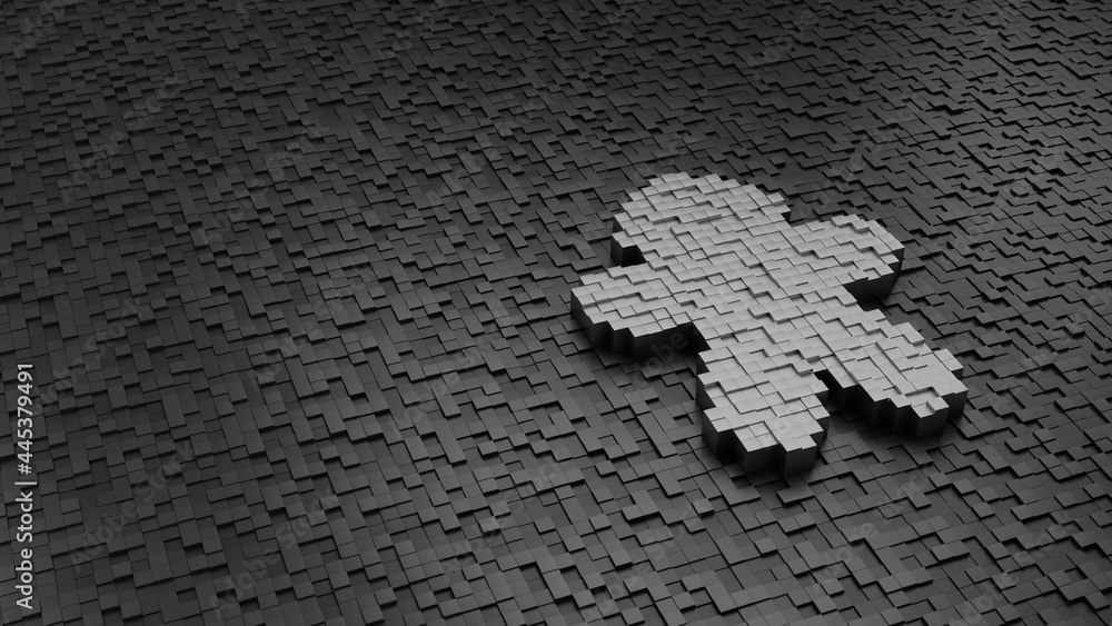 Poster 33d rendering cubes in shape of symbol of gingerbread light colored on dark