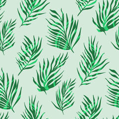 seamless pattern with green tropical leaves