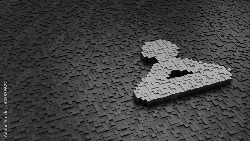 Poster 33d rendering cubes in shape of symbol of hanger light colored on dark