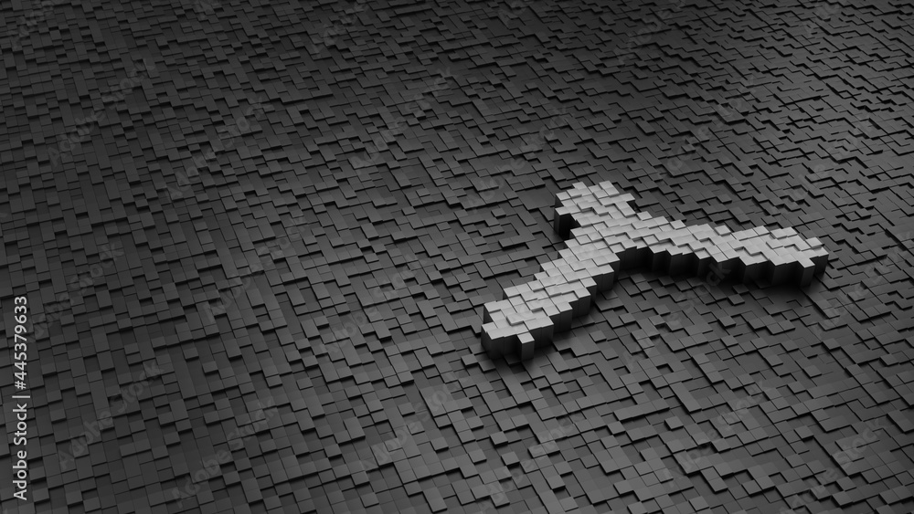 Poster 33d rendering cubes in shape of symbol of hanger light colored on dark