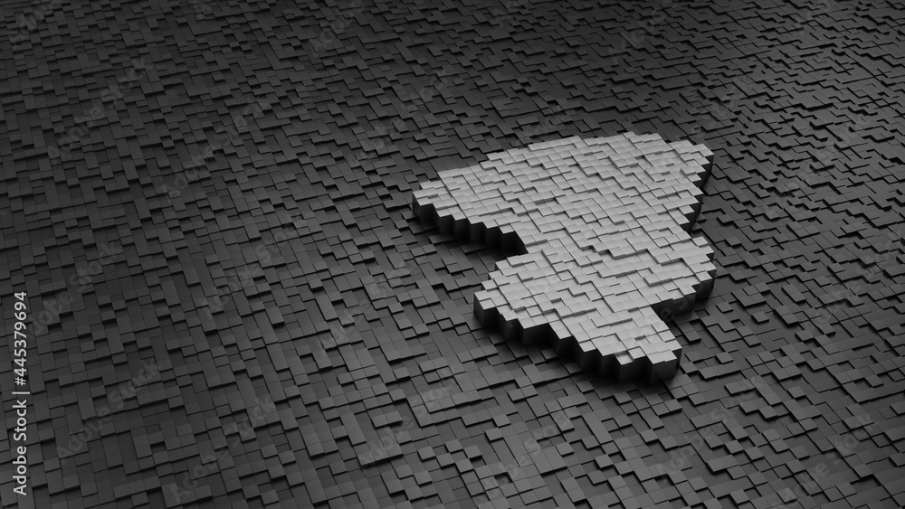 Poster 33d rendering cubes in shape of symbol of hurricane light colored on dark