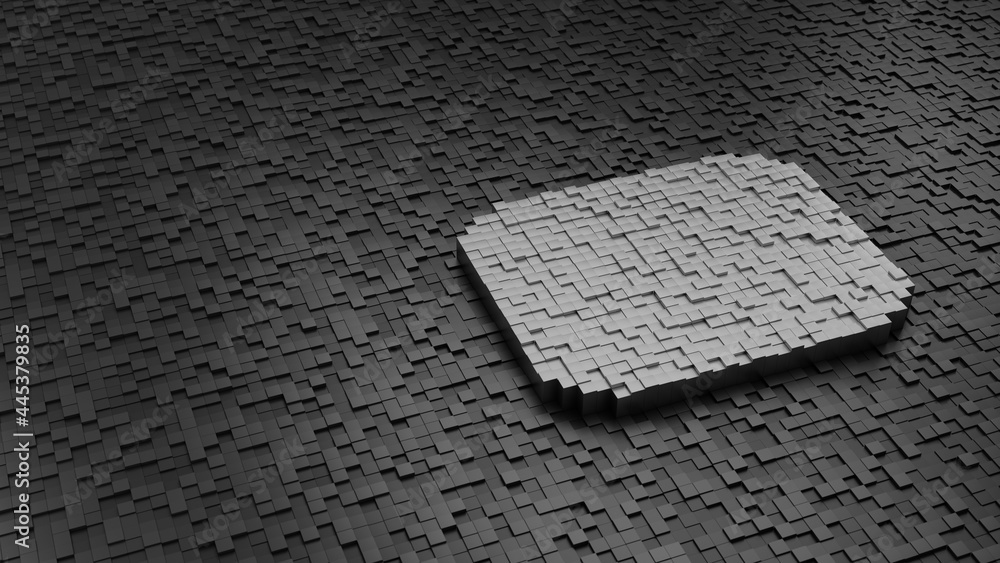 Poster 33d rendering cubes in shape of symbol of iso camera light colored on dark