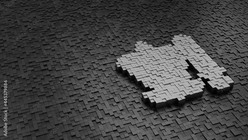 Poster 33d rendering cubes in shape of symbol of kebab light colored on dark