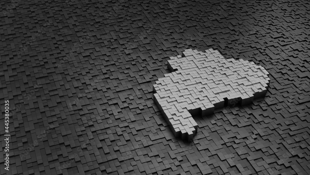 Poster 33d rendering cubes in shape of symbol of masquerade mask light colored on dark