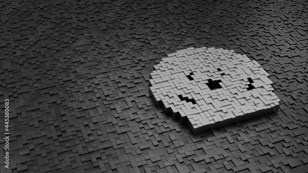 Aufkleber 33d rendering cubes in shape of symbol of monkey astronaut light colored on dark