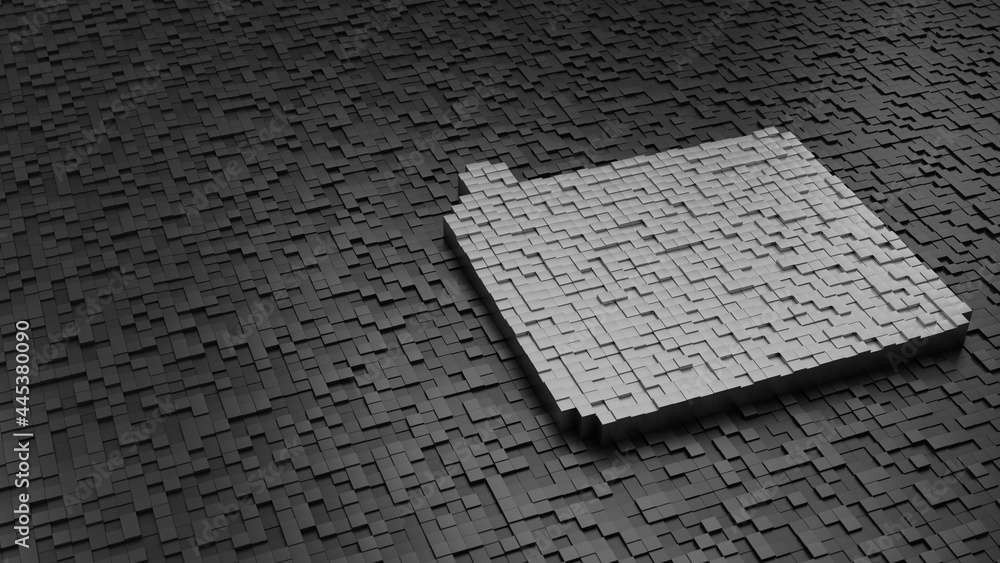 Poster 33d rendering cubes in shape of symbol of mousepad light colored on dark
