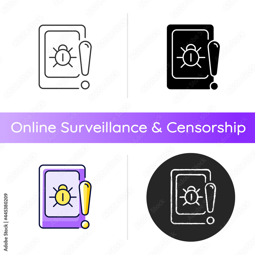 Poster cell phone bugging icon. tracking user mobile device secretly. smartphone surveillance. recording co
