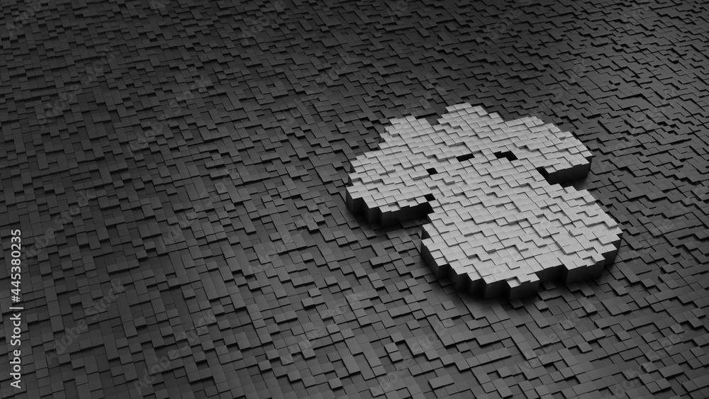 Poster 33d rendering cubes in shape of symbol of paw light colored on dark