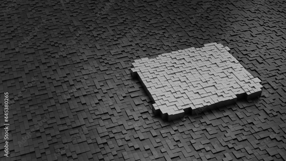Poster 33d rendering cubes in shape of symbol of pillow light colored on dark