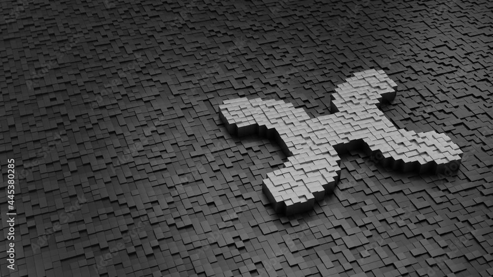 Poster 33d rendering cubes in shape of symbol of pisces zodiac light colored on dark