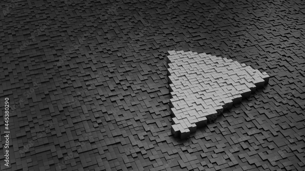 Poster 33d rendering cubes in shape of symbol of pizza light colored on dark
