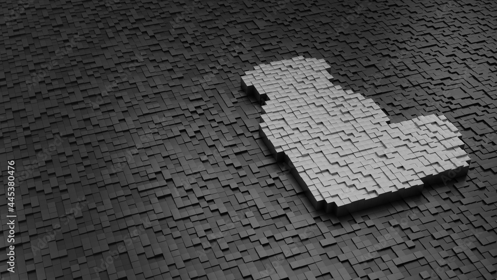 Poster 33d rendering cubes in shape of symbol of sake light colored on dark