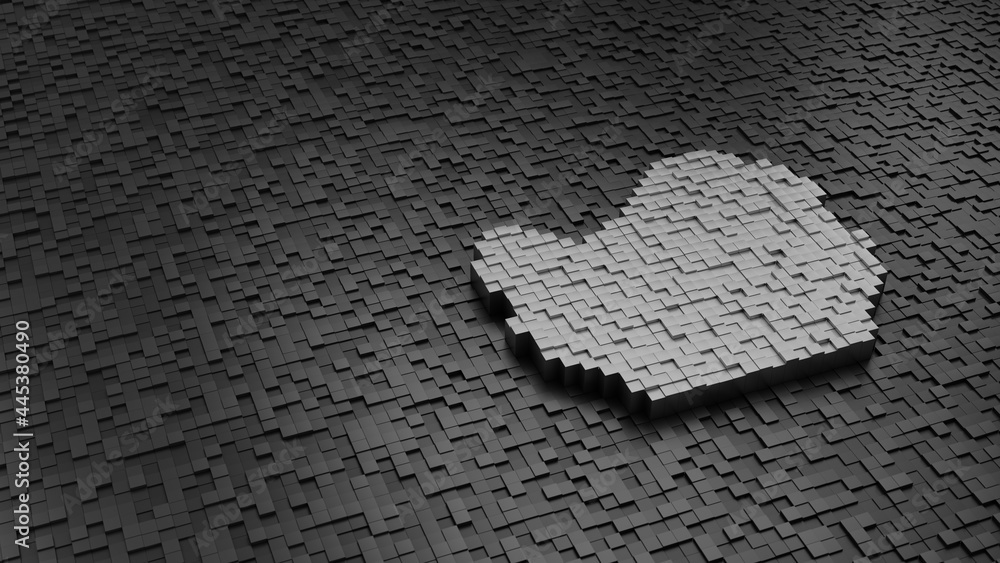 Poster 33d rendering cubes in shape of symbol of salad light colored on dark