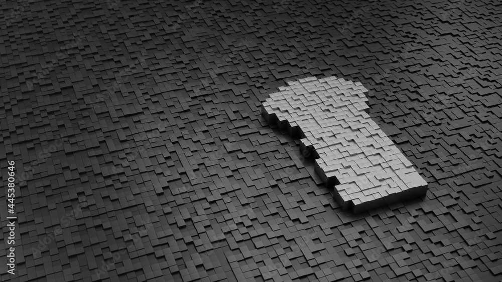 Poster 33d rendering cubes in shape of symbol of shaving brush light colored on dark