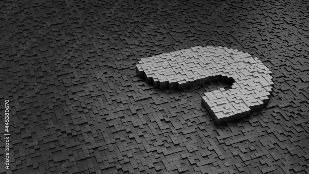 Poster 33d rendering cubes in shape of symbol of shrimp light colored on dark