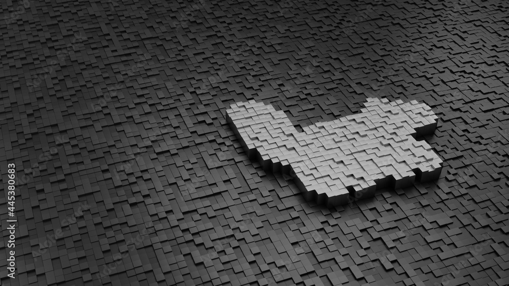 Poster 33d rendering cubes in shape of symbol of skunk light colored on dark
