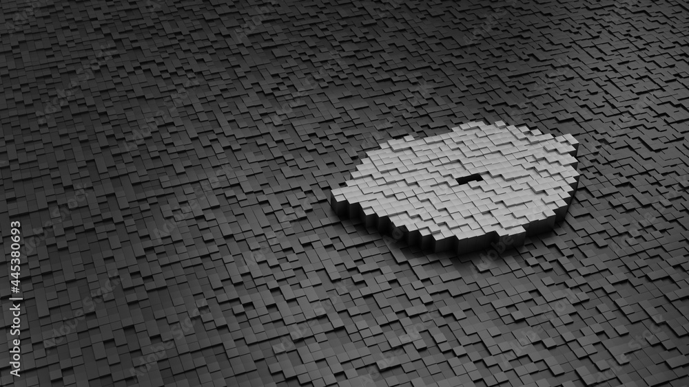 Poster 33d rendering cubes in shape of symbol of smile light colored on dark