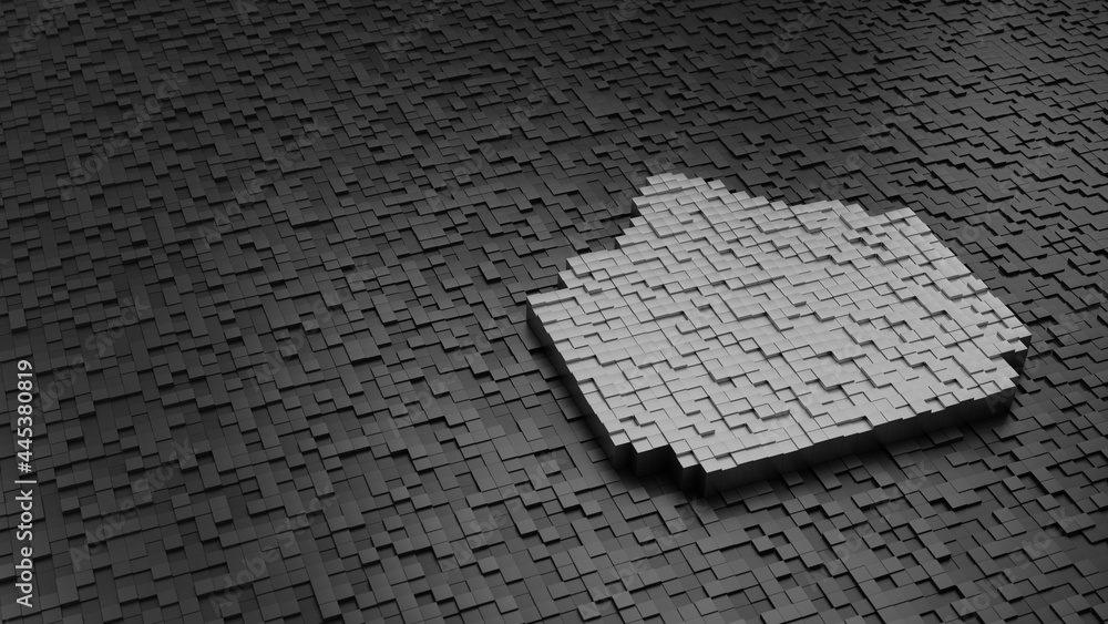 Poster 33d rendering cubes in shape of symbol of spa label light colored on dark