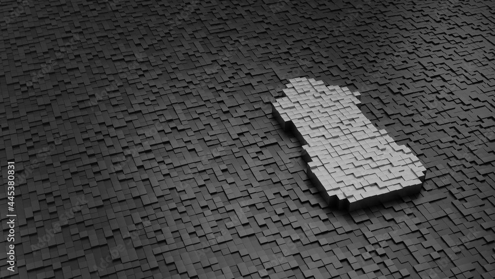 Poster 33d rendering cubes in shape of symbol of spice light colored on dark