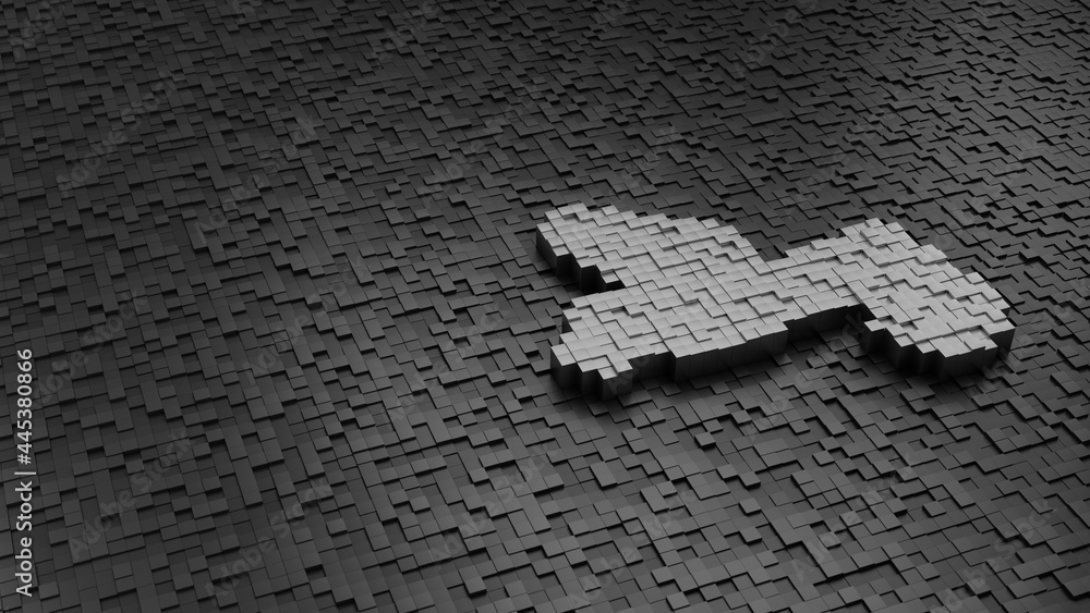 Poster 33d rendering cubes in shape of symbol of storck light colored on dark