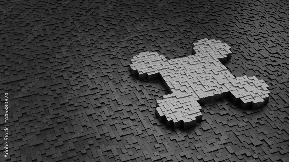 Poster 33d rendering cubes in shape of symbol of sulfate light colored on dark