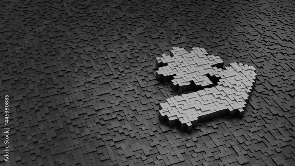 Poster 33d rendering cubes in shape of symbol of sunbed light colored on dark