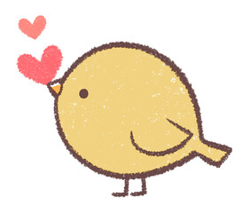 黄色の小鳥とハート