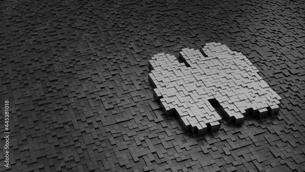 Poster 33d rendering cubes in shape of symbol of toilets light colored on dark