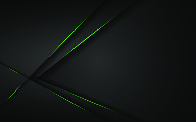 green light lines on dark gray polygon abstract background