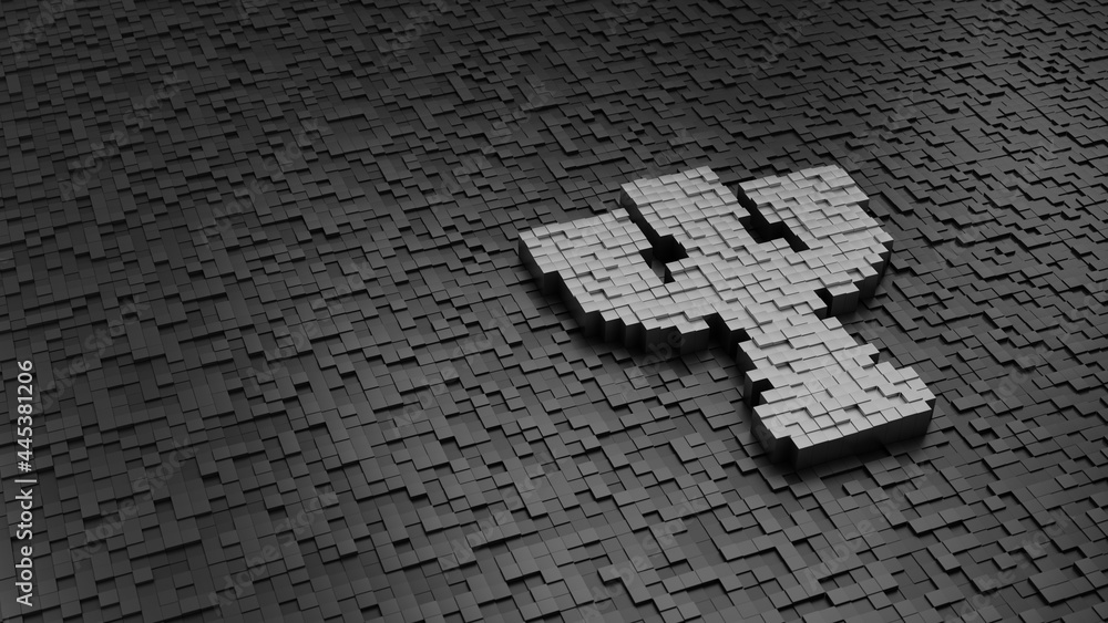 Poster 33d rendering cubes in shape of symbol of vintage candelabra light colored on dark