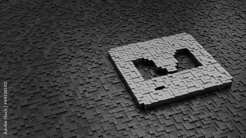 Aufkleber 33d rendering cubes in shape of symbol of 3d printer light colored on dark