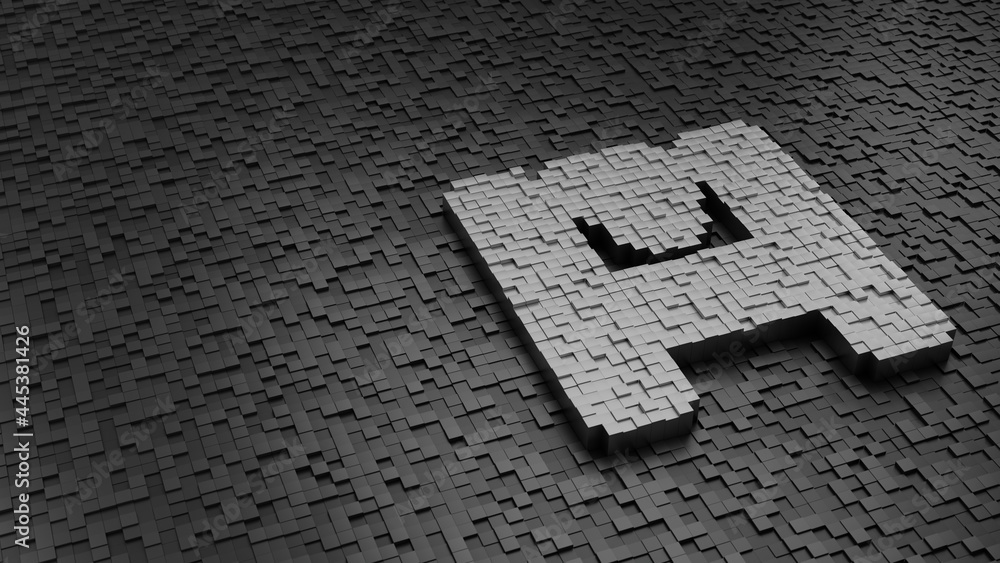 Aufkleber 33d rendering cubes in shape of symbol of 3d printer light colored on dark