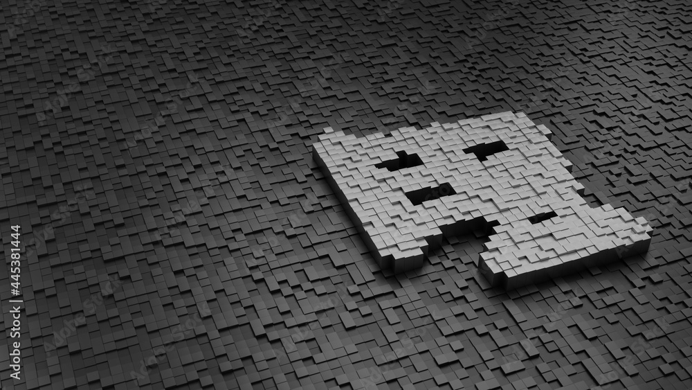 Aufkleber 33d rendering cubes in shape of symbol of 3d print stomatology light colored on dark