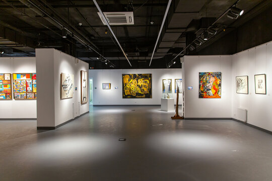 Picture gallery of modern art in Sinara Art Gallery. Interior of the most famous cultural center in the city of Yekaterinburg