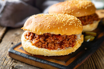 Sloppy joe sandwich with ground beef