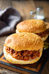 Sloppy joe sandwich with ground beef