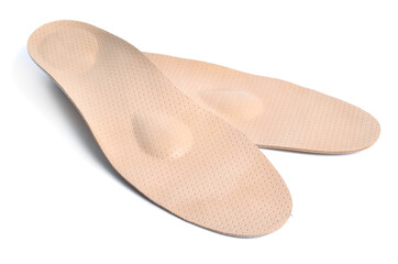 A pair of orthopedic insoles. Isolated on white background