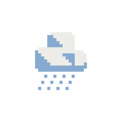 Fototapeta premium Rain pixel art icon. Weather sign. Rainstorm symbol for your web site design, logo, app, UI. Vector illustration isolated on white background.