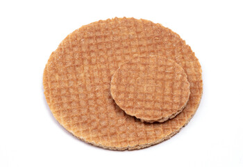 Dutch Caramel waffles, small and big, round stroopwafel